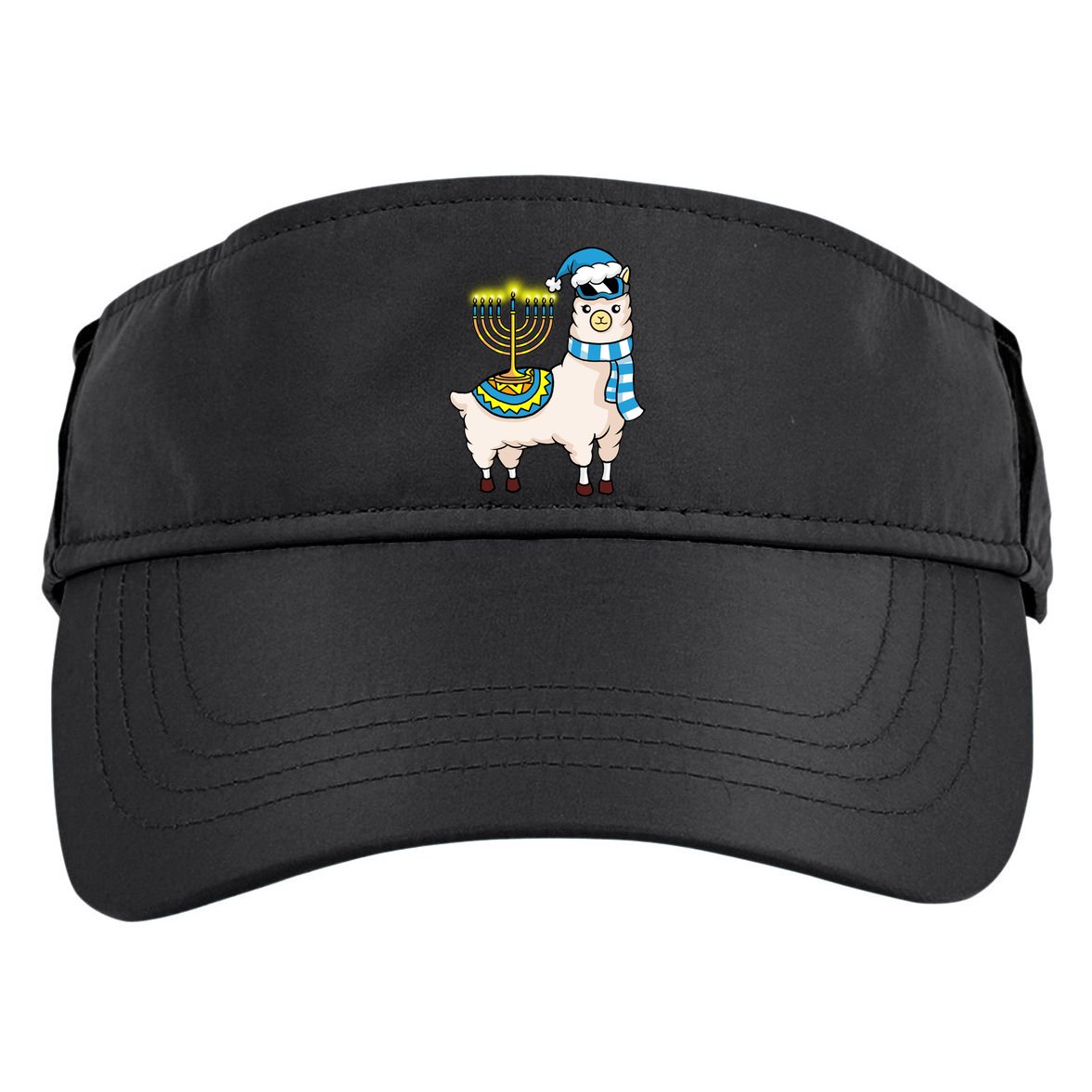 Glowing Menorah Hanukkah Llama Cute Alpaca Chanukah Adult Drive Performance Visor