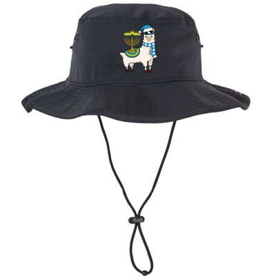 Glowing Menorah Hanukkah Llama Cute Alpaca Chanukah Bucket Hat