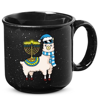 Glowing Menorah Hanukkah Llama Cute Alpaca Chanukah 15oz Campfire Ceramic Mug