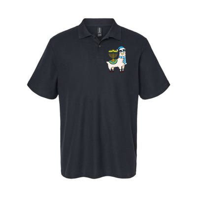 Glowing Menorah Hanukkah Llama Cute Alpaca Chanukah Polo