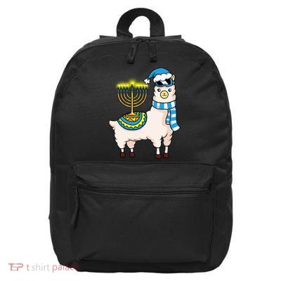 Glowing Menorah Hanukkah Llama Cute Alpaca Chanukah 16 in Basic Backpack