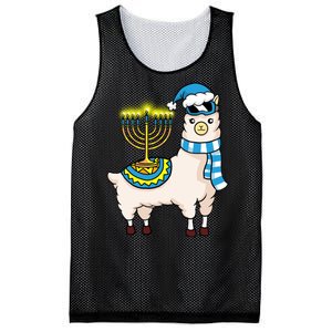 Glowing Menorah Hanukkah Llama Cute Alpaca Chanukah Mesh Reversible Basketball Jersey Tank