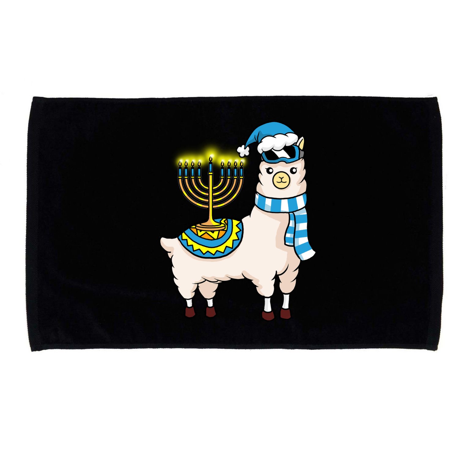 Glowing Menorah Hanukkah Llama Cute Alpaca Chanukah Microfiber Hand Towel