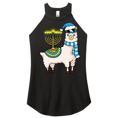 Glowing Menorah Hanukkah Llama Cute Alpaca Chanukah Women’s Perfect Tri Rocker Tank