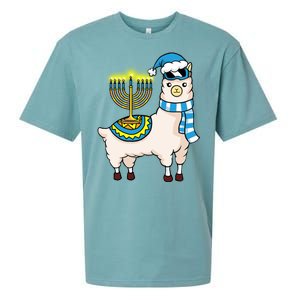 Glowing Menorah Hanukkah Llama Cute Alpaca Chanukah Sueded Cloud Jersey T-Shirt