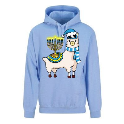 Glowing Menorah Hanukkah Llama Cute Alpaca Chanukah Unisex Surf Hoodie