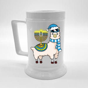 Glowing Menorah Hanukkah Llama Cute Alpaca Chanukah Beer Stein