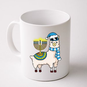 Glowing Menorah Hanukkah Llama Cute Alpaca Chanukah Coffee Mug