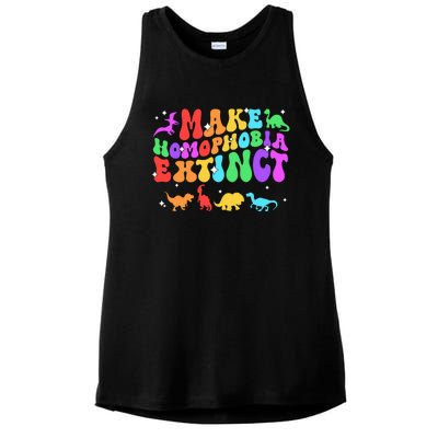 Groovy Make Homophobia Extinct Pride Lgbt Rainbow Dinosaur Gift Ladies PosiCharge Tri-Blend Wicking Tank