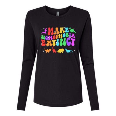 Groovy Make Homophobia Extinct Pride Lgbt Rainbow Dinosaur Gift Womens Cotton Relaxed Long Sleeve T-Shirt