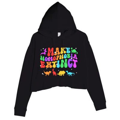 Groovy Make Homophobia Extinct Pride Lgbt Rainbow Dinosaur Gift Crop Fleece Hoodie