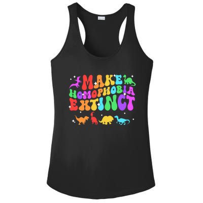 Groovy Make Homophobia Extinct Pride Lgbt Rainbow Dinosaur Gift Ladies PosiCharge Competitor Racerback Tank