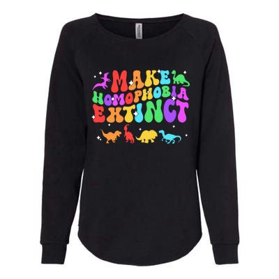 Groovy Make Homophobia Extinct Pride Lgbt Rainbow Dinosaur Gift Womens California Wash Sweatshirt