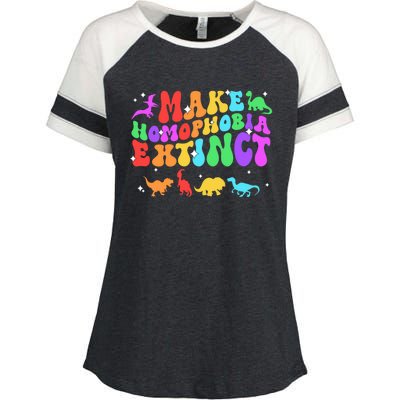 Groovy Make Homophobia Extinct Pride Lgbt Rainbow Dinosaur Gift Enza Ladies Jersey Colorblock Tee