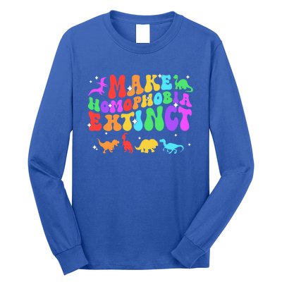 Groovy Make Homophobia Extinct Pride Lgbt Rainbow Dinosaur Gift Long Sleeve Shirt