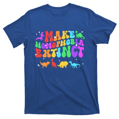 Groovy Make Homophobia Extinct Pride Lgbt Rainbow Dinosaur Gift T-Shirt