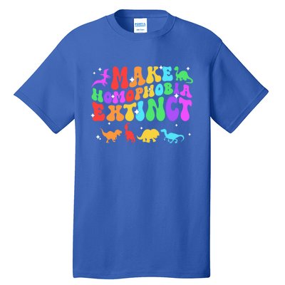 Groovy Make Homophobia Extinct Pride Lgbt Rainbow Dinosaur Gift Tall T-Shirt