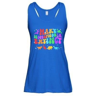 Groovy Make Homophobia Extinct Pride Lgbt Rainbow Dinosaur Gift Ladies Essential Flowy Tank