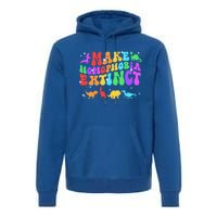 Groovy Make Homophobia Extinct Pride Lgbt Rainbow Dinosaur Gift Premium Hoodie