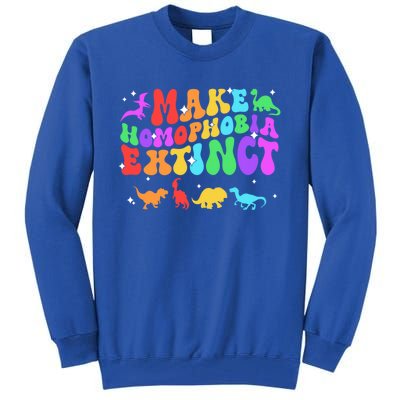 Groovy Make Homophobia Extinct Pride Lgbt Rainbow Dinosaur Gift Tall Sweatshirt