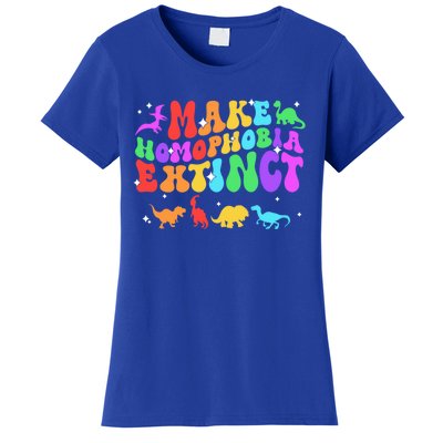 Groovy Make Homophobia Extinct Pride Lgbt Rainbow Dinosaur Gift Women's T-Shirt