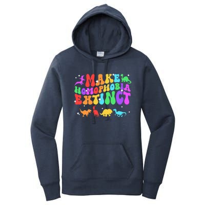 Groovy Make Homophobia Extinct Pride Lgbt Rainbow Dinosaur Gift Women's Pullover Hoodie