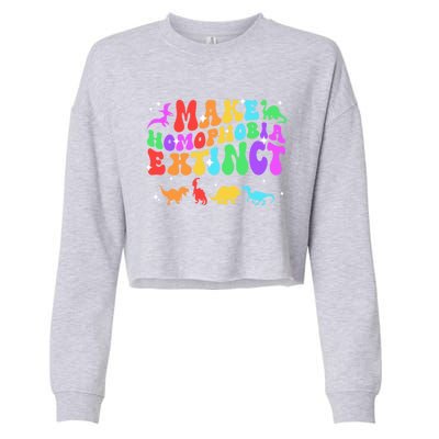 Groovy Make Homophobia Extinct Pride Lgbt Rainbow Dinosaur Gift Cropped Pullover Crew