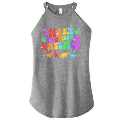 Groovy Make Homophobia Extinct Pride Lgbt Rainbow Dinosaur Gift Women's Perfect Tri Rocker Tank