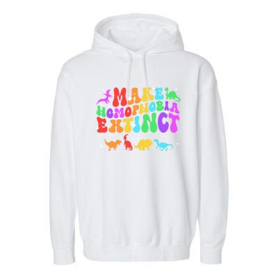 Groovy Make Homophobia Extinct Pride Lgbt Rainbow Dinosaur Gift Garment-Dyed Fleece Hoodie