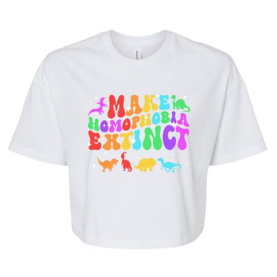 Groovy Make Homophobia Extinct Pride Lgbt Rainbow Dinosaur Gift Bella+Canvas Jersey Crop Tee