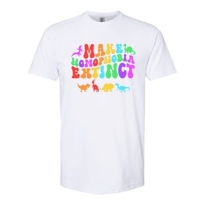 Groovy Make Homophobia Extinct Pride Lgbt Rainbow Dinosaur Gift Softstyle® CVC T-Shirt