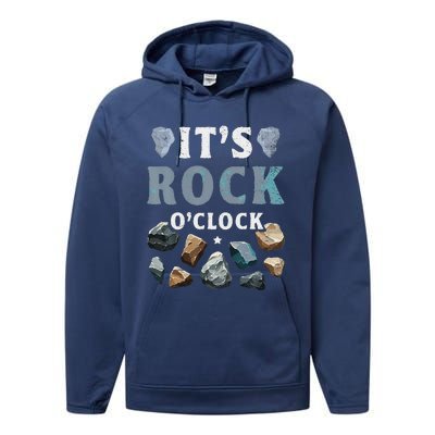 Geology Mineral Hunting ItS Rock OClock Rocks Collector Performance Fleece Hoodie