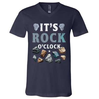 Geology Mineral Hunting ItS Rock OClock Rocks Collector V-Neck T-Shirt