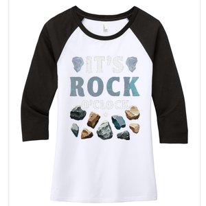 Geology Mineral Hunting ItS Rock OClock Rocks Collector Women's Tri-Blend 3/4-Sleeve Raglan Shirt