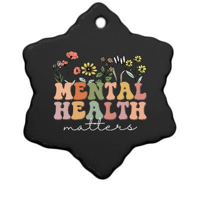 Groovy Mental Health Matters Human Brain Illness Awareness Ceramic Star Ornament