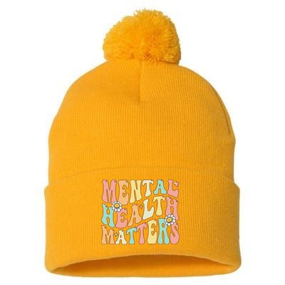 Groovy Mental Health Matters Human Brain Illness Awareness Pom Pom 12in Knit Beanie