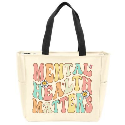 Groovy Mental Health Matters Human Brain Illness Awareness Zip Tote Bag