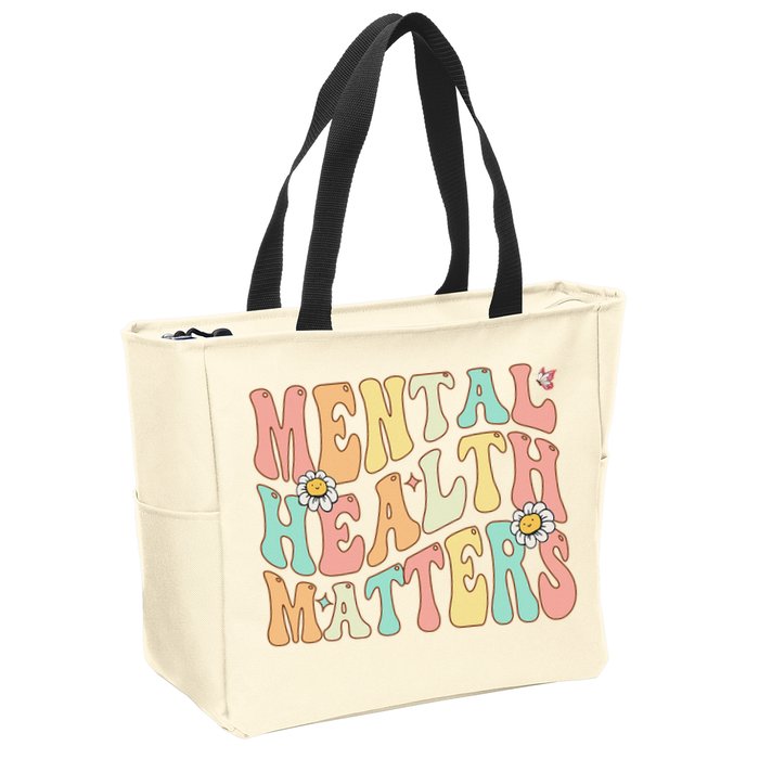 Groovy Mental Health Matters Human Brain Illness Awareness Zip Tote Bag