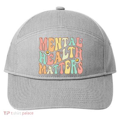 Groovy Mental Health Matters Human Brain Illness Awareness 7-Panel Snapback Hat