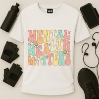 Groovy Mental Health Matters Human Brain Illness Awareness Cooling Performance Crew T-Shirt