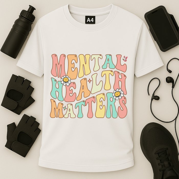 Groovy Mental Health Matters Human Brain Illness Awareness Cooling Performance Crew T-Shirt
