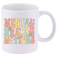 Groovy Mental Health Matters Human Brain Illness Awareness 11oz C Handle Ceramic Mug