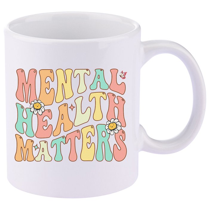 Groovy Mental Health Matters Human Brain Illness Awareness 11oz C Handle Ceramic Mug