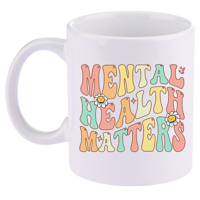 Groovy Mental Health Matters Human Brain Illness Awareness 11oz C Handle Ceramic Mug