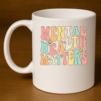 Groovy Mental Health Matters Human Brain Illness Awareness 11oz C Handle Ceramic Mug