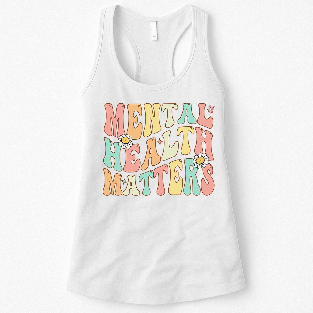 Groovy Mental Health Matters Human Brain Illness Awareness Womens Tank Top