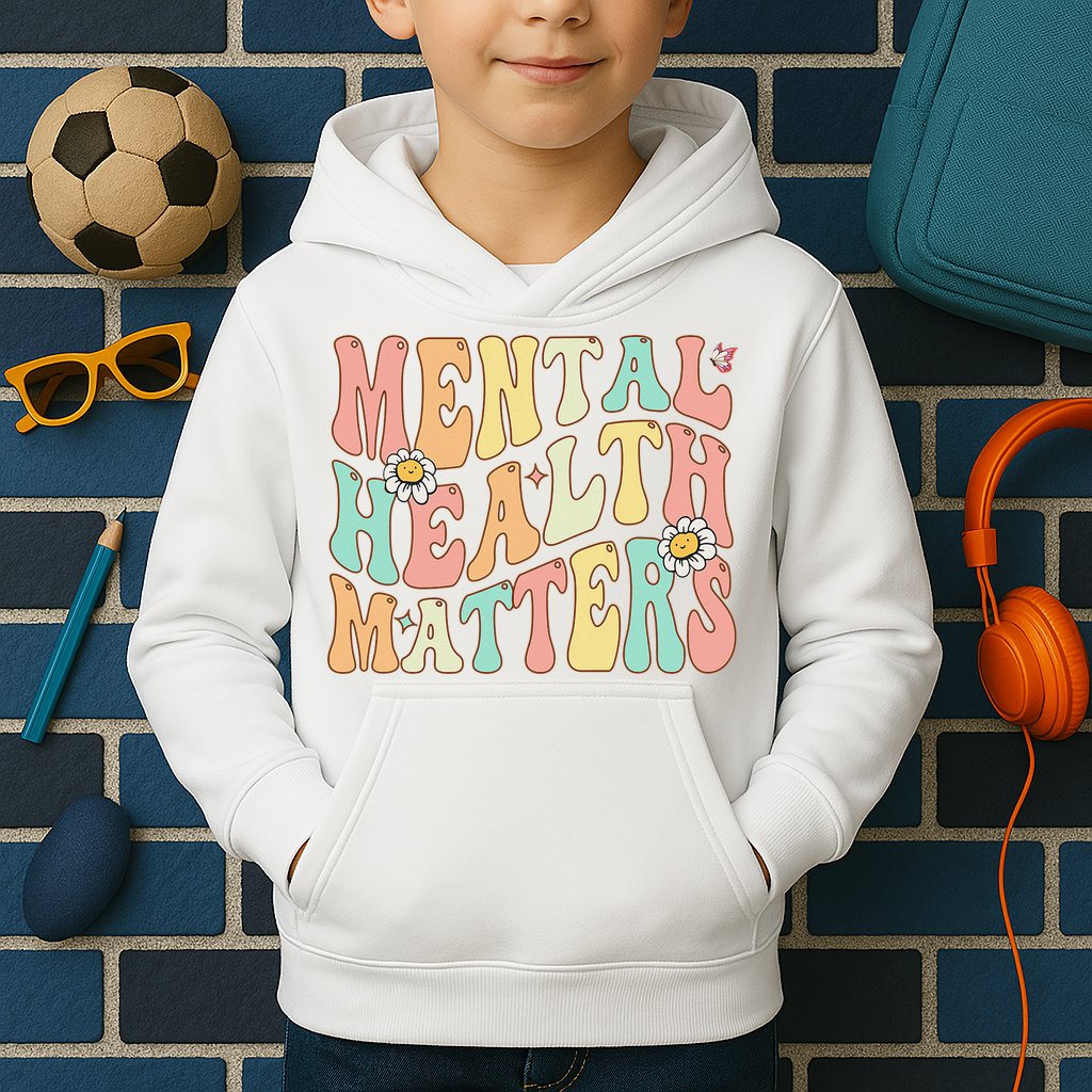 Groovy Mental Health Matters Human Brain Illness Awareness Kids Hoodie