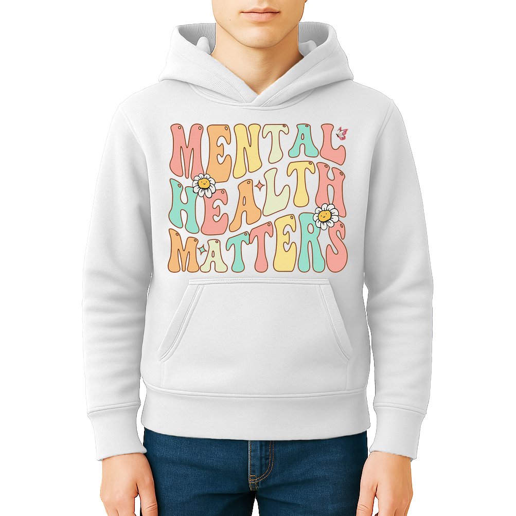 Groovy Mental Health Matters Human Brain Illness Awareness Kids Hoodie