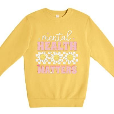 Groovy Mental Health Matters Human Brain Illness Awareness Premium Crewneck Sweatshirt