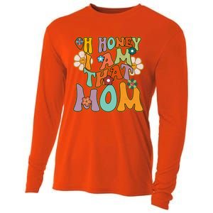 Groovy Mother Hippie Flower Oh Honey I Am That Mom Gift Cooling Performance Long Sleeve Crew